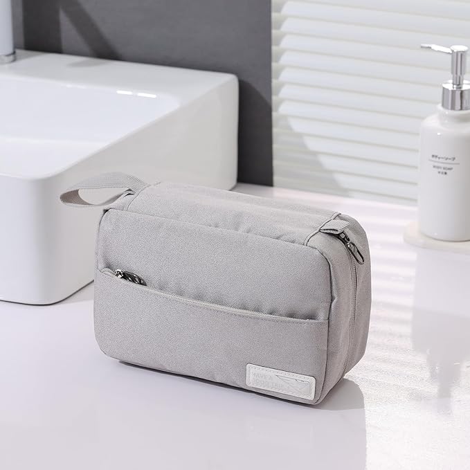 FabDay Travel Toiletry Bag with Hanging Hook Water-Resistant Cosmetic Case Makeup Bag Portable, Travel-Sized Container for Women, Misty Rose Pink