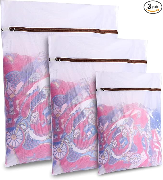 GOGOODA Mesh Laundry Bags for Delicates Durable Protective Wash Bags Travel Storage Bags for Intimates Lingerie, 3PCS (S,M,L)