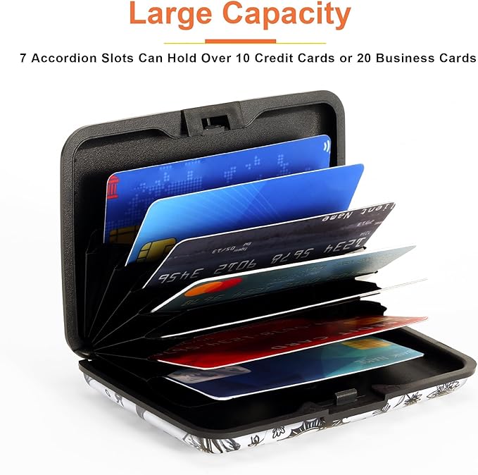 Mayski Credit Card Holder, RFID Blocking, Aluminum Alloy Hard Case, Small Mini Business Metal Wallet for Women Men, Bat