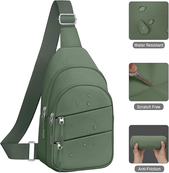 Tuwubi Crossbody Bags for Women, Sling Bag for Men, Small Hiking Backpack Anti Theft Lightweight for Outdoors Travel （M, Sage Green）
