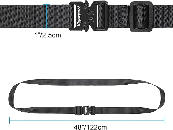Vigorport Utility Straps Quick Release Nylon Backpack Accessory Bag Strap,Adjustable for Hiking,Travel,Outdoor Sports-4 Pack (Black-Metal Buckle, 1" W-48 L)