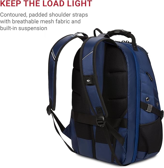 SWISSGEAR 1900 ScanSmart TSA Laptop Backpack Fits 17 Inch Laptop with RFID Protection and Tablet Pocket, Navy Ballistic, 19-Inch