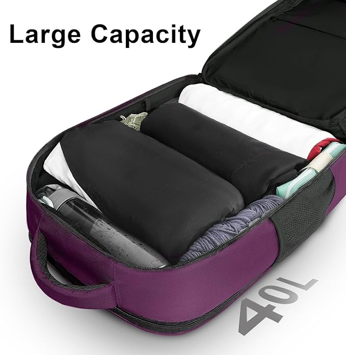 MATEIN Travel Backpack for Women, Extra Large 40L Carry on Backpack, Water Resistant College Bag Computer Bag Gifts for Women & Men Fits 17.3 Inch Laptop, Purple