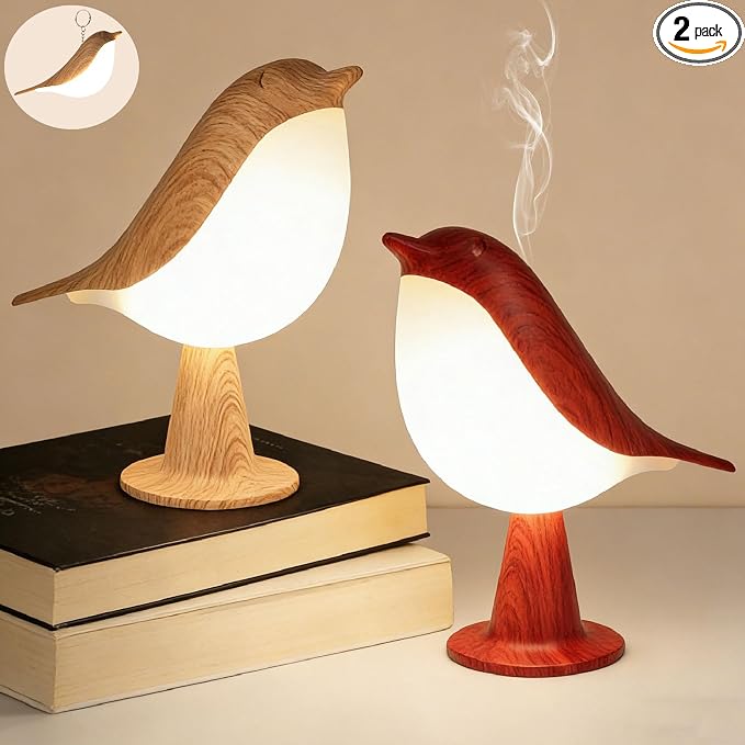 VoMii Bird Desk Lamp Set of 2, Small Table Lamp Cordless Touch Dimmable Night Light with 3 Color Temperature, Rechargeable Decorative Lamps for Bedroom Bedside Nightstand, Desk Decor, Bird Gifts