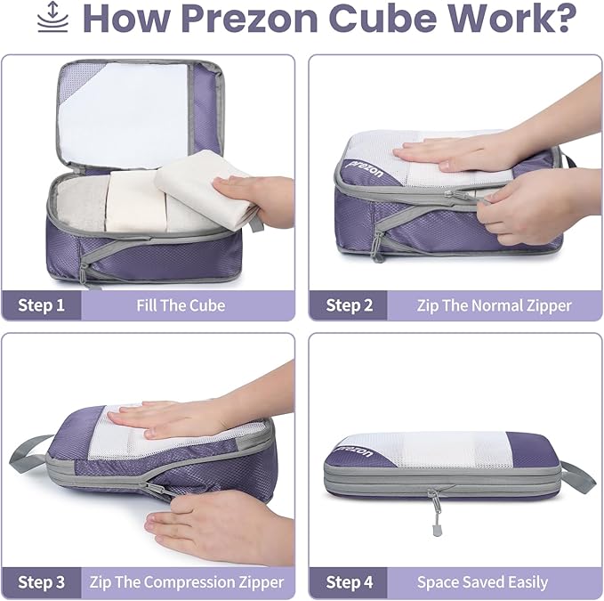 Compression Packing Cubes for Travel, Lightweight Vacation Travel Essentials, Travel Accessories for Suitcase Organizer Bags Set, Durable Luggage Organizer
