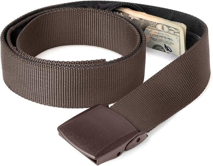 Travel Security Money Belt with Hidden Money Pocket - Cashsafe Anti-Theft Wallet Unisex Nickel free Nylon Belt by JASGOOD