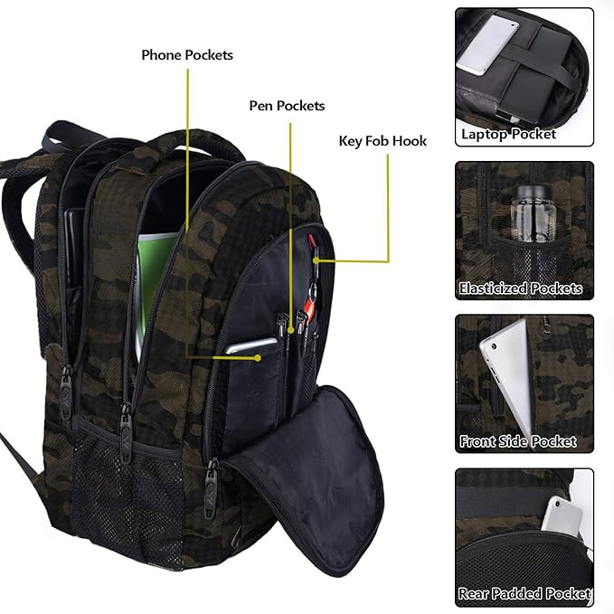 MATEIN 15.6 Inch Laptop Backpack, Sturdy Business Travel Laptop Bagpack, Sturdy Carry On Water-Resistant Daypack for Work College Bookbag Men Women Computer Backpack