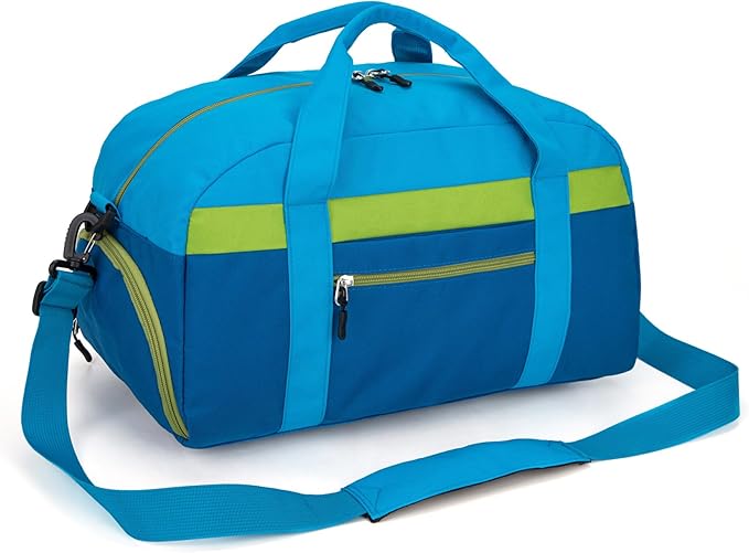 HawLander Kids Duffle Bag for Boys or Girls, Fit Sports Practice, or Overnight Travel Weekend (Blue)