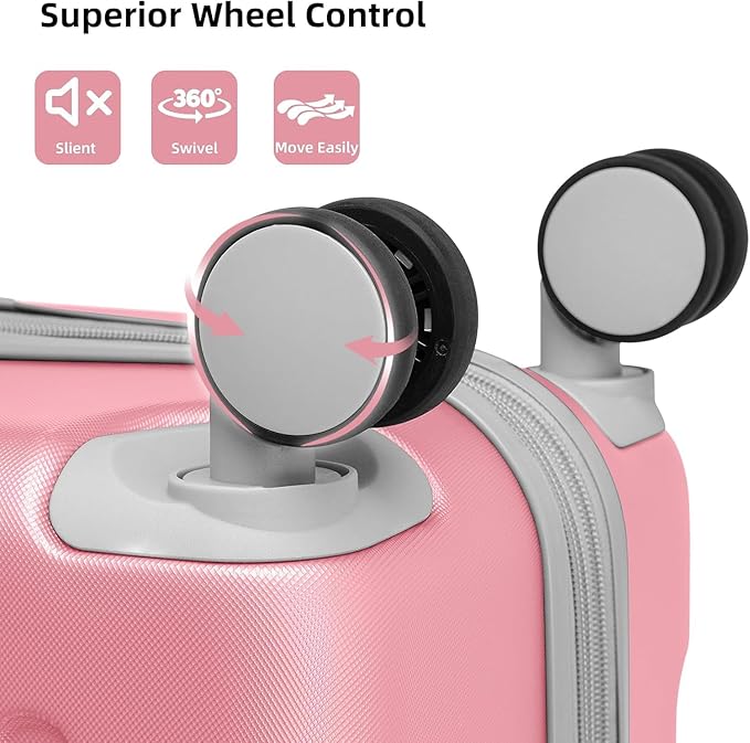 6 Piece Luggage Set Hard Shell - Pink Expandable Suitcases with Spinner Wheels and Duffel Bags for Family Travel, Durable Carry On Luggage Sets with Lock for Women and Men
