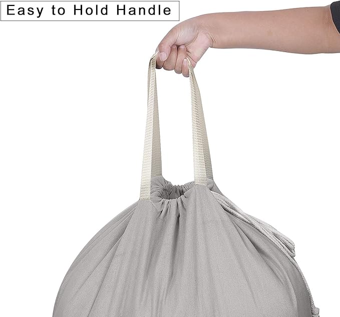 Heavy Duty Laundry Bag with Drawstring and Handle, Extra Large Travel Dirty Clothes Bag for Laundromat and Household, Durable Rip-Stop Laundry Hamper Liner, 28 x 40 Inch, Gray