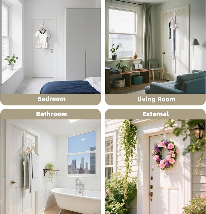 BAKON Over The Door Hanger Folding Clothes Drying Rack, Double Fold Hanging Door Hooks Coat Rack for Indoor Laundry Room Compact Small Space Foldable Portable Clothing Hanger Hook Collapsible- 1 Pack