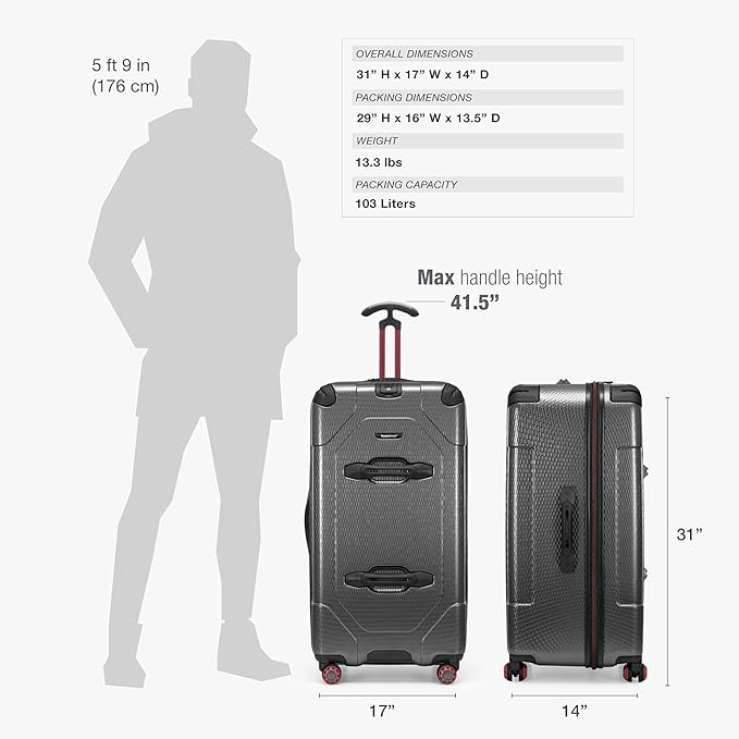 Traveler's Choice Maxporter II Polycarbonate Hardside Trunk with Spinner Wheels, Gray, 31-Inch Large Trunk