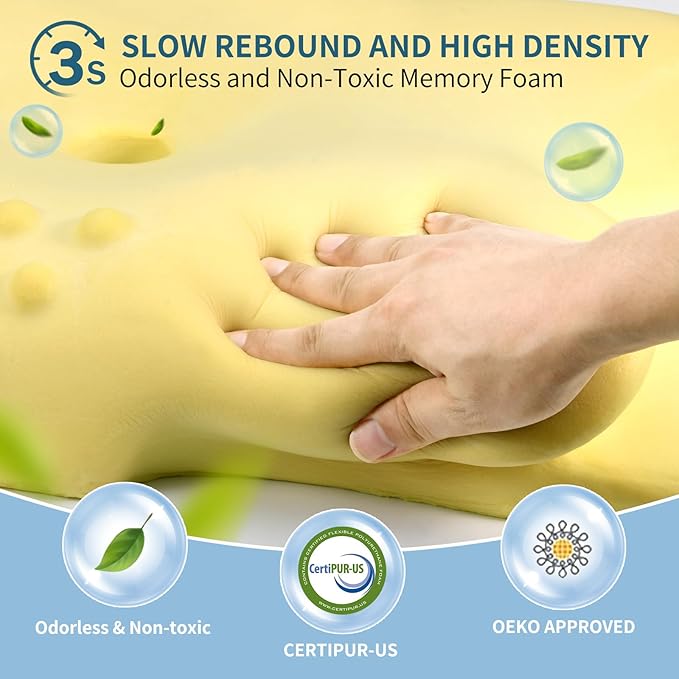 Cervical Neck Pillow for Pain Relief - Ergonomic Memory Foam Pillows for Sleeping, Cooling Side Sleeper Pillow for Neck Support, Contour Orthopedic Bed Pillow for Back Stomach Sleepers