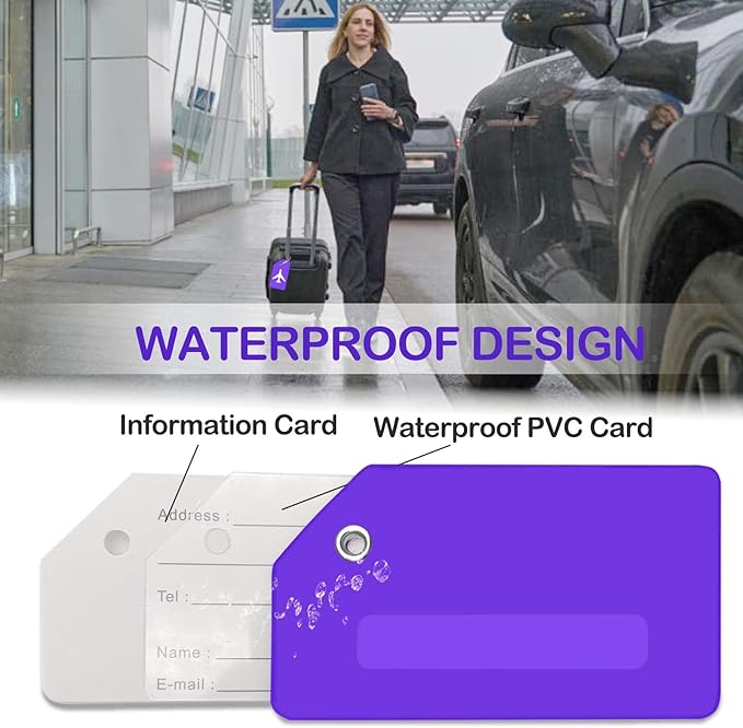 Luggage Tags for Suitcases, Quickly Spot 8Pcs Luggage Identifier Tags, Travel Essentials Accessories Name Tags for Backpacks, Suitcases, Travel Bags, Baggage, Cruise - Flexible Silicone (Purple)