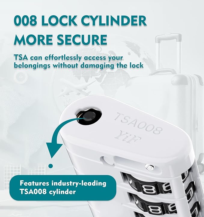 ANVIL 4 Digit Luggage Locks, TSA Locks for Luggage, Advanced TSA008 core, Alert Indicator for Your Travel Lock, Suitcase Lock. (2, White)