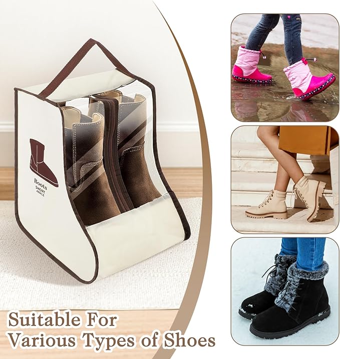 2 Set Boot Storage Bag, Portable Boots Protector Bag Dust Proof Travel Shoe Bags with Handle Boots Organizer for Packing Travel and Daily Use (Short)