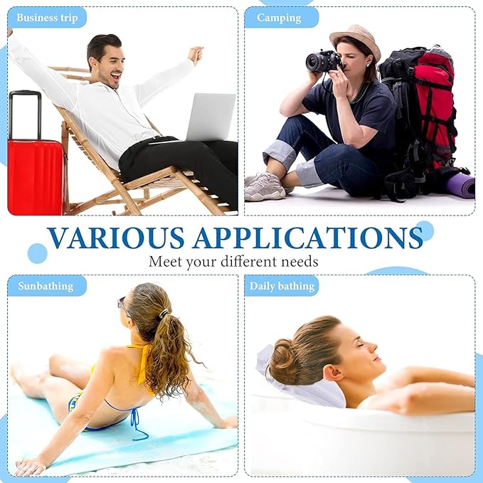 Jetec 2 Pcs Inflatable Bath Pillow with Suction Cup Bathtub Spa Pillow Neck Support Supplies Shell-Shaped Soft Inflatable Cushion Large Small Size Fits All Tub Pool Bath and Bathroom
