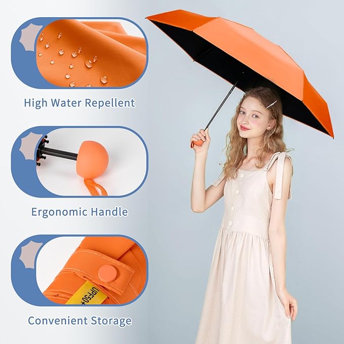 Yoobure Travel Umbrella Portable Compact Umbrellas, Pocket Mini for Purse, Umbrellas for UV Sun & Rain Small for Backpack, Umbrella with Case Folding for Kids Women