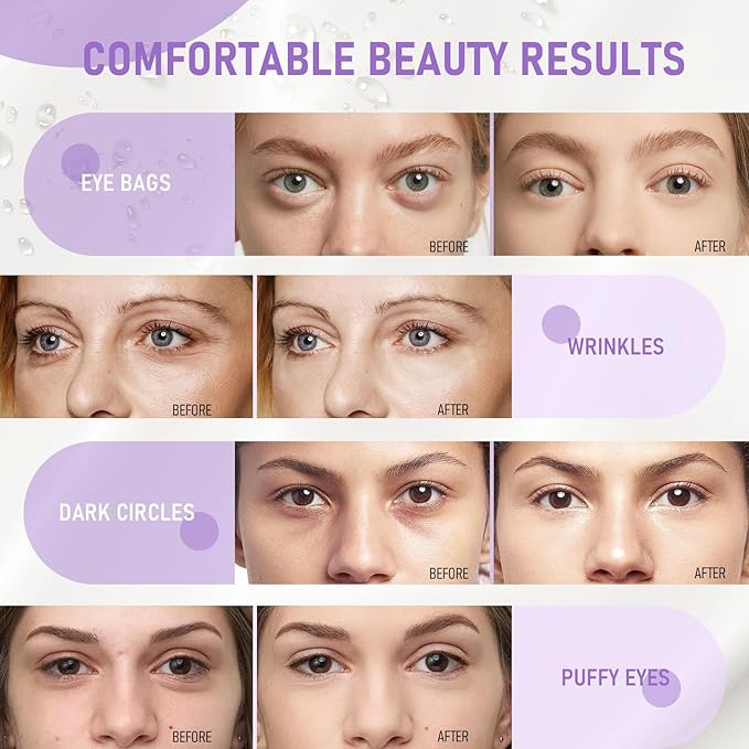LAVONE Eye Mask - 30 Pairs Grape Seeds Under Eye Patches Skin Care Products - Eye Masks Skincare for Dark Circles and Puffiness, Reduce Wrinkles, Eye Bags and Fine Lines, for Women and Man - Purple