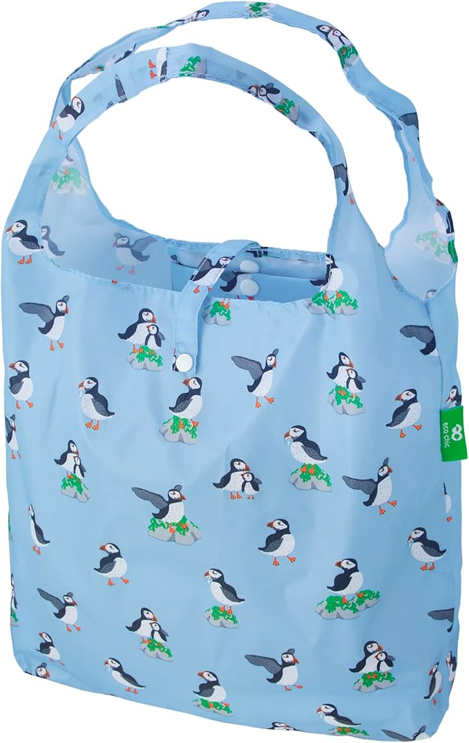 ECO CHIC Foldable Reusable Grocery Bags - Lightweight, Recycled & Reusable Shopping Bag - Waterproof Packable Tote