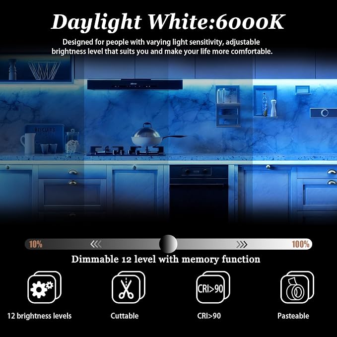 50FT COB LED Strip Lights Blue 24V High CRI95+ Ultra Bright Flexible LED Tape Lights Safe Low Voltage LED Lights Strip Rope Lights for Kitchen Under Cabinet Stairs Bedroom DIY Decorative Lighting