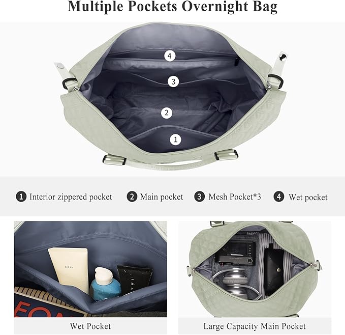 HYC00 Travel Duffel Bag,Carry-on Overnight Weekender Bags for Women,Sports Tote Gym Bag with Wet Pocket