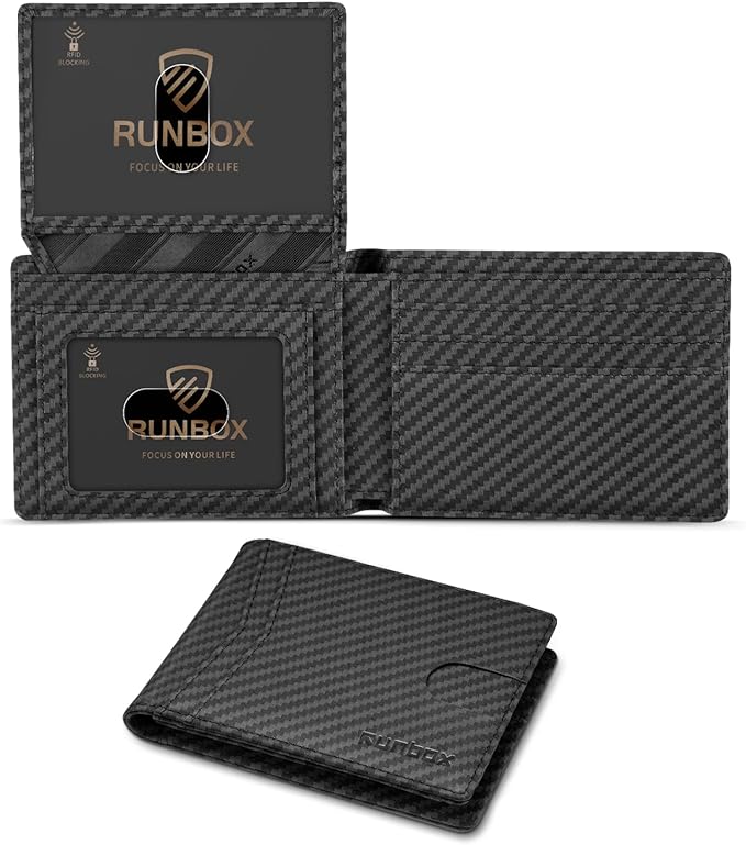 RUNBOX Wallet for Men Slim Rfid Leather 2 ID Window With Gift Box | Slim, Rfid, 2 ID Window, With Gift Box, Slim, Rfid