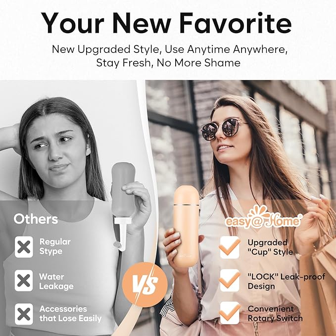 Easy@Home Portable Travel Bidet: Peri Bottle for Postpartum Care - Handheld Sprayer Kit with 380mL (12.8 oz) Capacity Bottle - Personal Hygiene Water Spray for Women & Men | BPA-Free | EPB-01 Brown