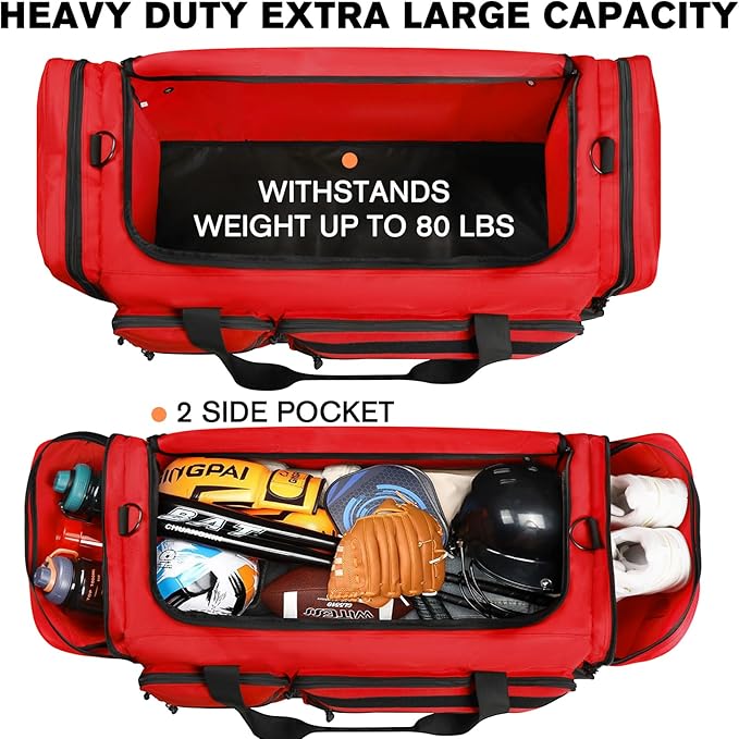 Goloni 130L Heavy Duty Large Duffle Equipment Bag,Catchers Gear Bag with Shoe Compartment,Baseball Duffle Bag