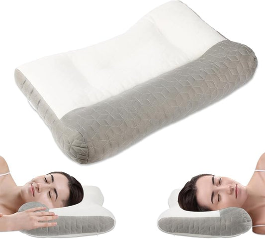 Ergonomic Pillow,Neck Pillow Cervical Pillow for Neck Strain Relief, Neck Pillow for Sleeping,Cervical Contour Neck Support Pillows for Side Back Stomach Sleeper (Grey)