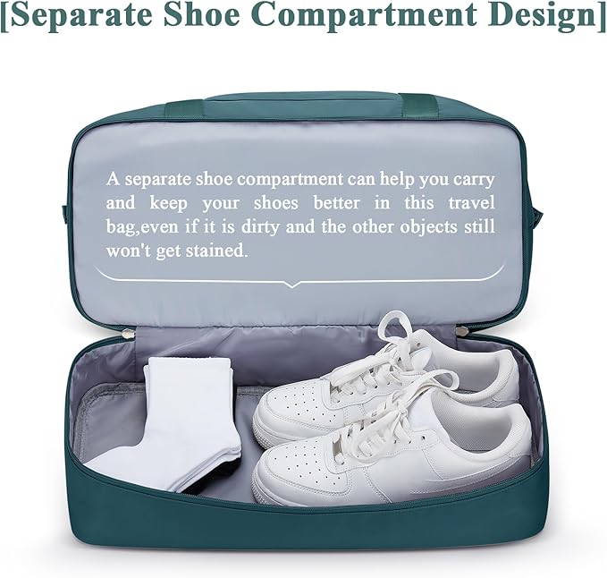 Travel Duffel Bag with Shoes Compartment, Carry on Overnight Weekender Bags for Women, For Spirit Airlines 18x14x8 Personal Item Bag