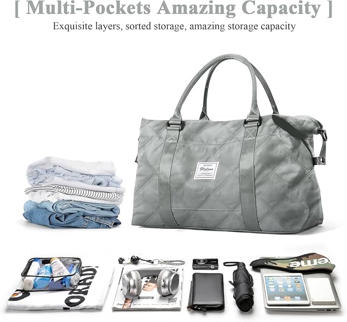 HYC00 Travel Duffel Bag,Carry-on Overnight Weekender Bags for Women,Sports Tote Gym Bag with Wet Pocket