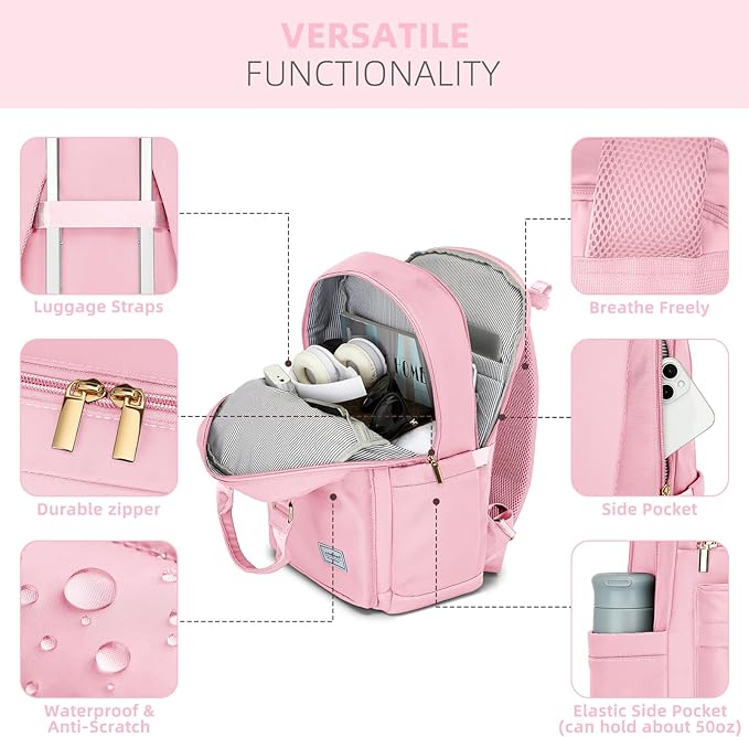 LARVENDER Luggage Sets 3 Piece, Hardside PP Carry On Suitcase with 360° Spinner Wheels TSA Lock Luggage Sets for Women, Orchid Pink
