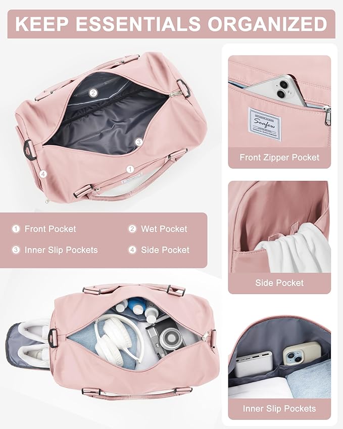 Gym Bag Womens,Travel Duffel Carry on Bag Sport Tote Bag Weekend Overnight Bag