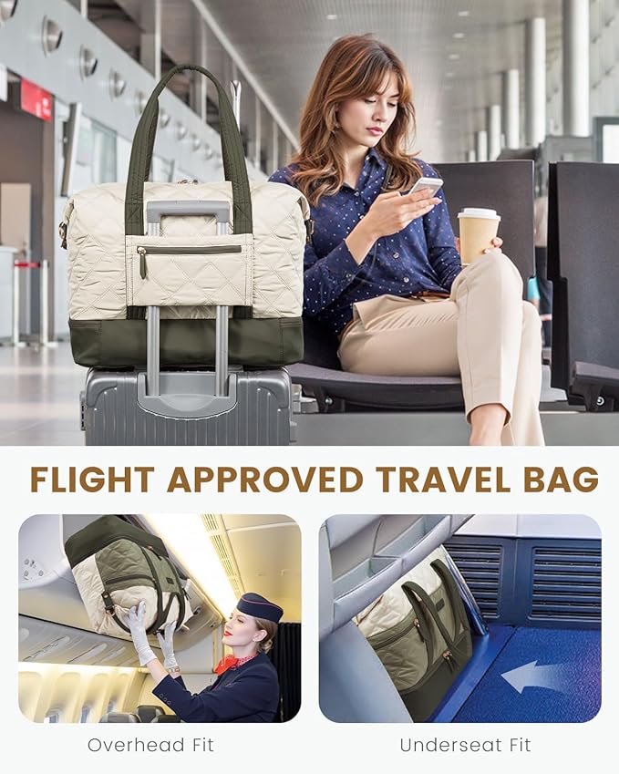 LOVEVOOK Travel Duffle Bag, Lightweight Weekender Bags for Women with Shoe Compartment, 40L Puffer Gym Bag Personal Item Travel Bag, Carry On Overnight Bags and Hospital Bag for Labor and Delivery