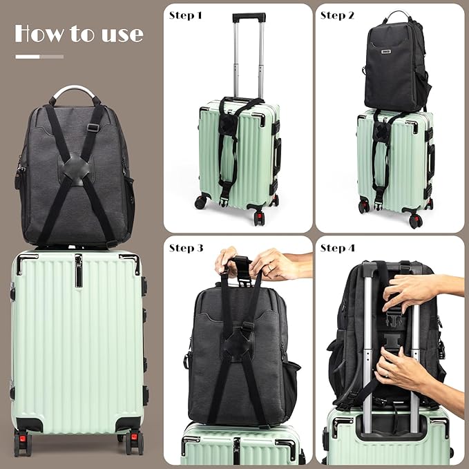 2 Pack Luggage Straps for Suitcases, Adjustable Elastic Travel Belt with Buckles, Secure Carry-On Bags Connect Two Luggage, Suitcase Bungee Straps Suitcase Accessories for Travel & Moving