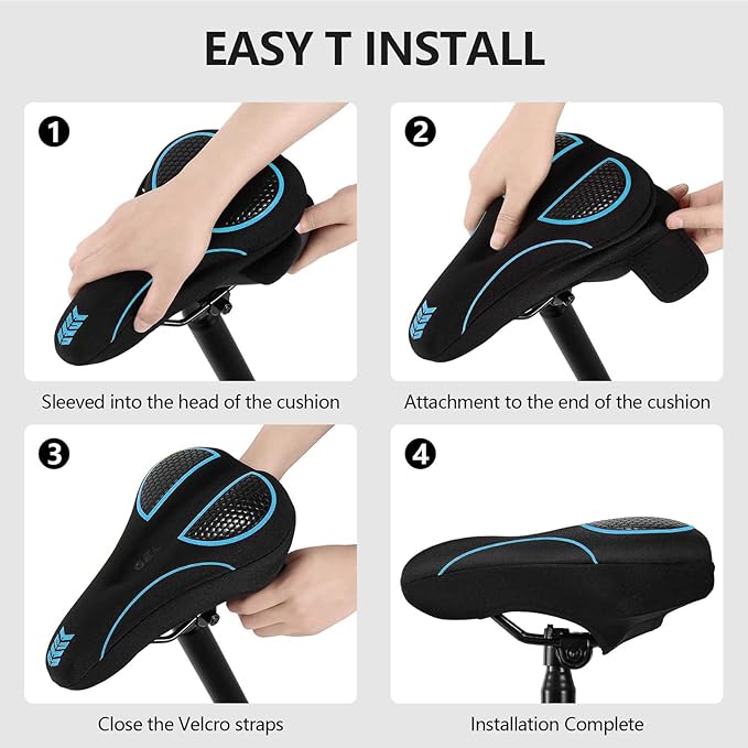 Bike Seat Cushion Gel Padded Bike Seat Cover Extra Soft Comfy for Men Women Comfort,with Peloton Stationary, Exercise, Mountain Bikes, Road & Electric