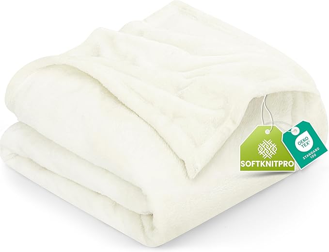 Utopia Bedding Fleece Blanket King Size Ivory 300GSM Luxury Fuzzy Soft Anti-Static Microfiber Bed Blanket (90x102 Inch)