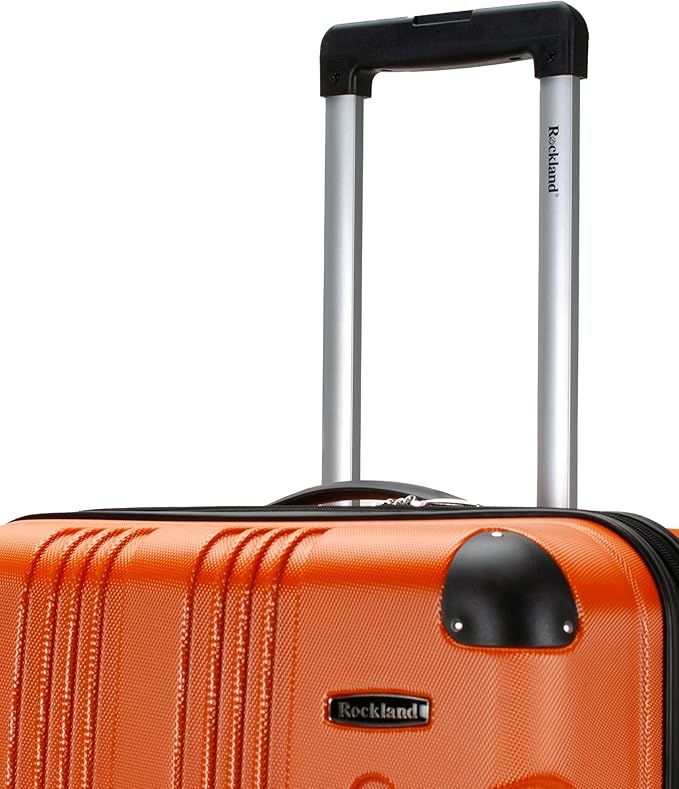 Rockland London Hardside Expandable Spinner Wheel Luggage, Orange, Checked-Large 28-Inch