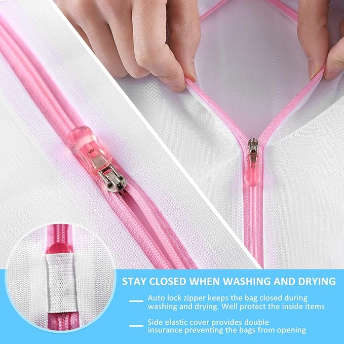 GOGOODA Mesh Laundry Bags for Delicates Durable Protective Wash Bags Travel Storage Bags for Intimates Lingerie, 5PCS (1XXL,2L,2M)