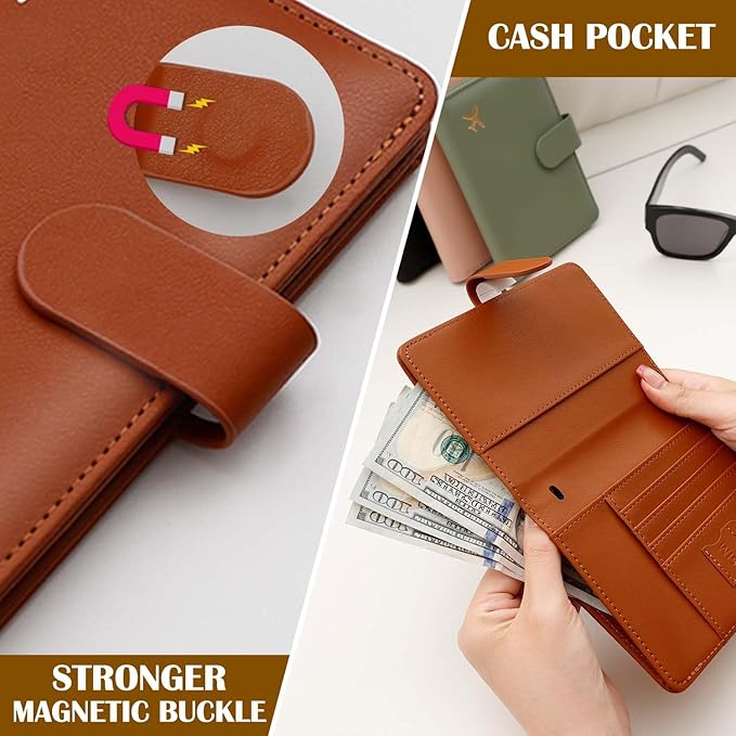 Melsbrinna Premium Leather Passport Holder Covers Case, Waterproof Rfid Blocking Travel Wallet Passport Holder with Pen Holder, Cute Passport Book for Women/Men