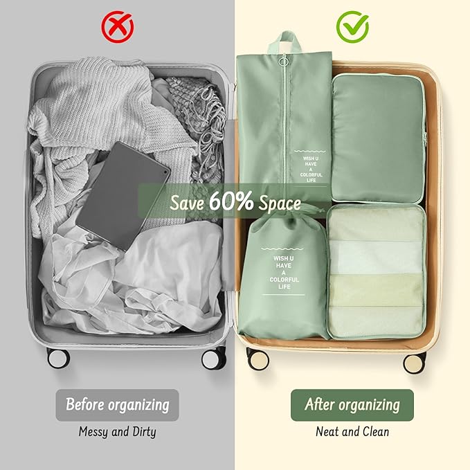 Packing Cubes for Travel - 8 Set Luggage Organizer Bags for Family, Mesh Breathable Travel Packing Cubes for Suitcases Durable Travel Essentials Bags Set