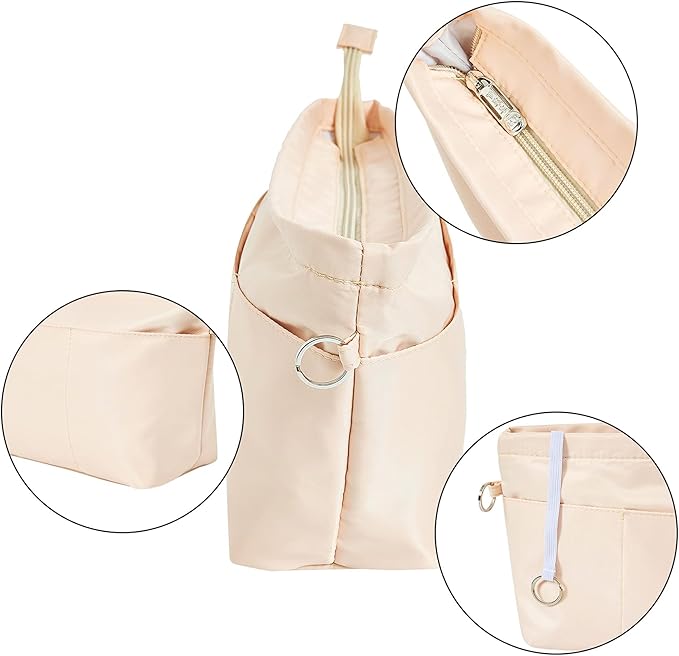 Vercord Premium Nylon Purse Organizer Tote Handbag Insert Organizers Bag in Bag Zipper 13 Pockets 5 Sizes