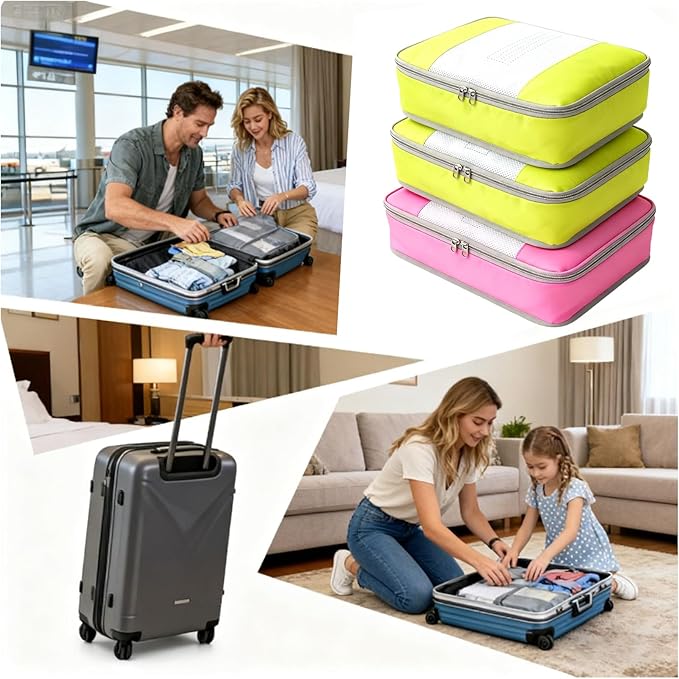 Packing Cubes for 20" Suitcase Travel Luggage Organizers - Travel Organizer Bags Luggage Clothes Accessories Storage Carry on Suitcase Packing Pouches Bag For Men Women Kids 1/2X3PACK