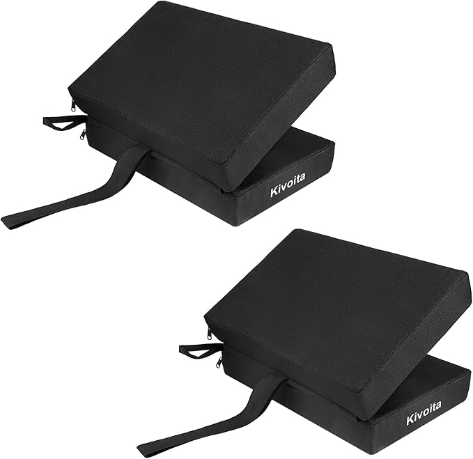 Multi-Functional Stadium Seat Cushions 2 Pack, Waterproof Oxford Filled with High Resilence Sponge, for Any Outdoor Events Use (Black - Foldable)
