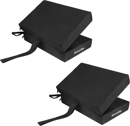 Multi-Functional Stadium Seat Cushions 2 Pack, Waterproof Oxford Filled with High Resilence Sponge, for Any Outdoor Events Use (Black - Foldable)
