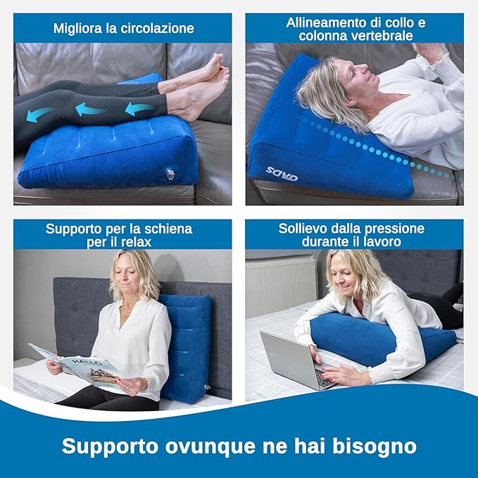 Inflatable Wedge Pillow for Sleep and Comfort – Portable Wedge Pillow for Travel, Blow Up Bed Wedge Pillows for Adults