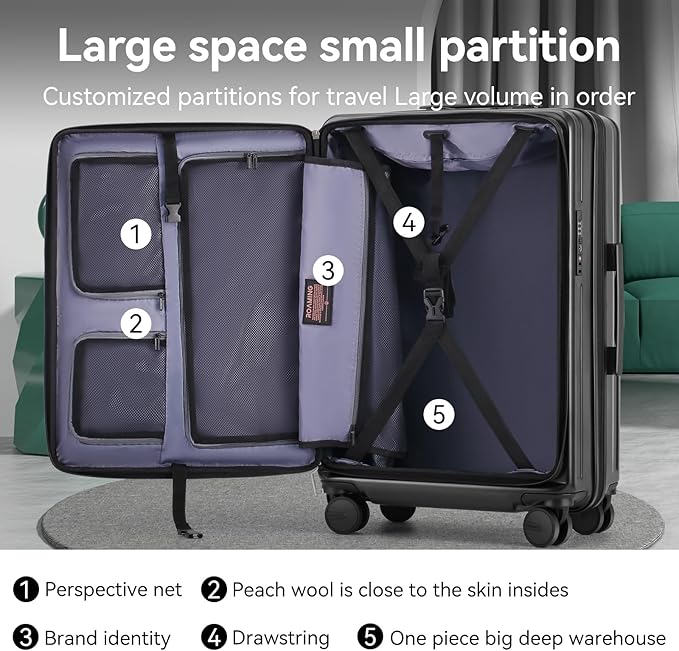 ROAMING Luggage Sets Hard shell Suitcase Top Opening Expandable with Wheels, Sturdy Large Suitcase Tsa Lock 20 Inch Carry on 28 Inch Checked Luggage, 2-Piece Set (20/28) for Travel Woman Men. Black