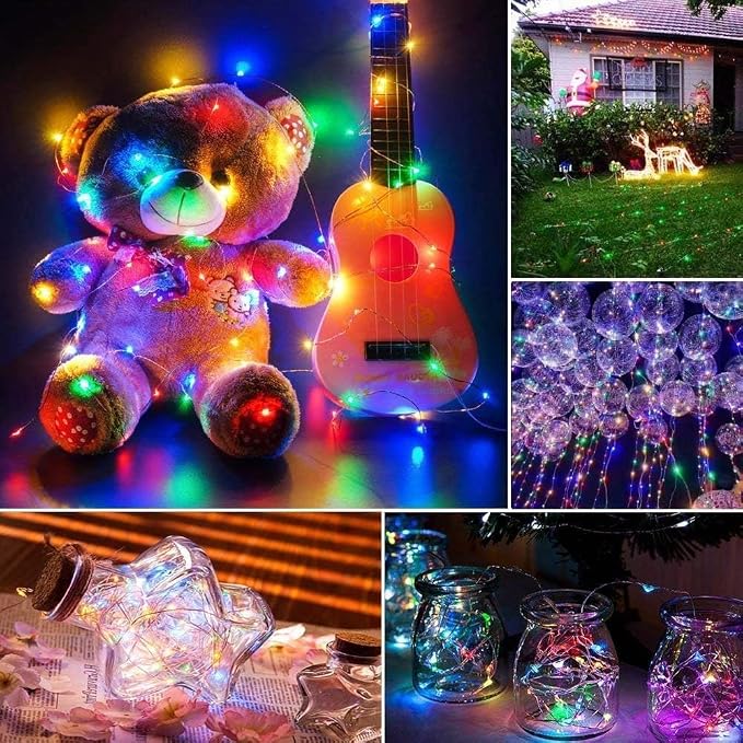 Joomer Fairy String Lights 66FT 200LED Plug in Lights Indoor, Multicolor | Silver Wire, String Light DIY for Bedroom, Parties, Wedding, Christmas, Outdoor, Indoor Decoration (Non-Connectable)