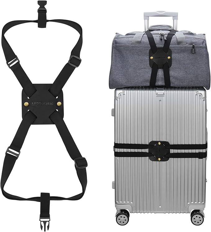 lapinche Luggage Straps, Bag Bungee, Luggage Bungee, Luggage Straps Suitcase Adjustable Belt, Adjustable and Portable Travel Suitcase Accessory (Black)
